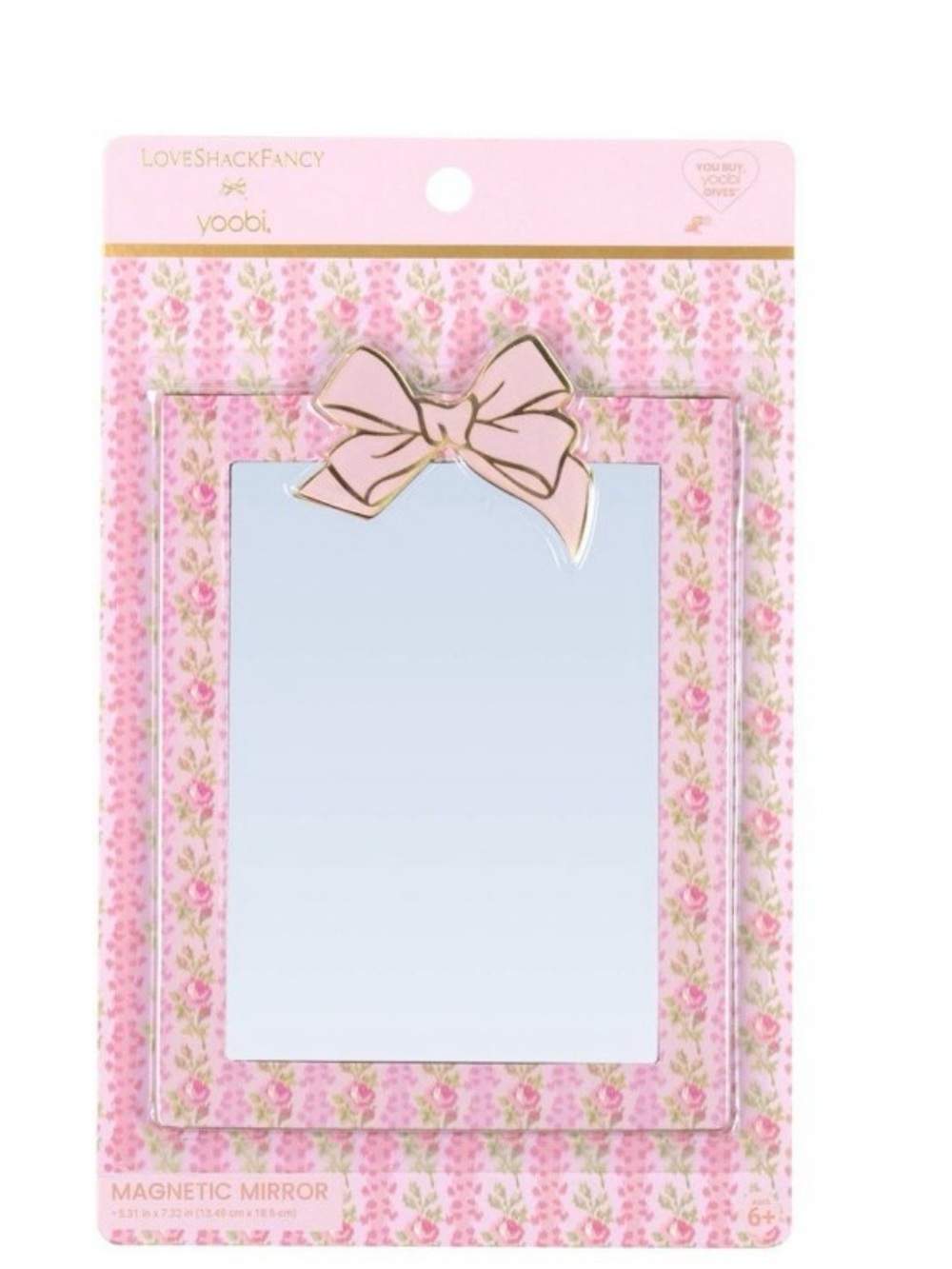 LoveShackFancy x Yoobi Pink Bow Magnetic Mirror New